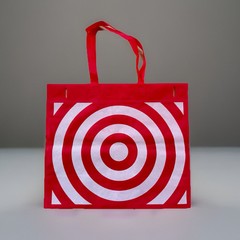 WHITE/RED TARGET SHOPPING TOTE BAG 15×17” REUSABLE DURABLE LIGHTWEIGHT HANDLES