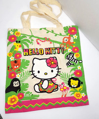 Hello Kitty Tote Bag Canvas Reusable Shopping Sak Jungle Rare Sanrio 13×14 2014
