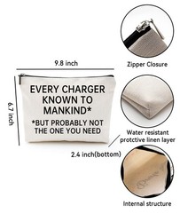 ZUYUROU Travel Cable Organizer Pouch 9.8 x 6.7 x 0.3 inches, Charger Bag