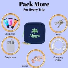 Ahura Navy Large Silicone Cosmetic Bag – Travel Makeup Bag, Coin Blue