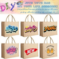 24 Pack Burlap Jute Tote Bags Bulk Large Jute Tote W/ Handles Blank Burlap Gift