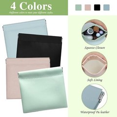 4Pcs Small Makeup Bag, Waterproof Portable Zipperless Self-closing Coin…