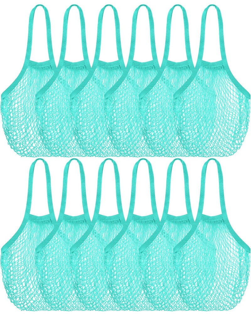 12 Pcs Reusable Cotton Mesh Grocery Bag Washable String Bag Farmers Market Sh…
