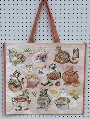 Marshalls Reusable Pink Cat Foodie Tote Bag Kitty Ramen Soup Grocery Bag 1 NEW
