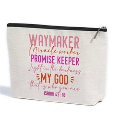 ZHAMEN Christian Gifts for Women Faith Makeup Bag 10.5″x 7″x 2.5″, White0504