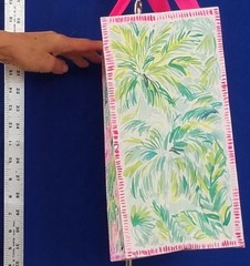 NEW Sm KEEP It PINK & Green LILLY PULITZER Ribbon Handle SHOPPING BAG w.GOLD Sig