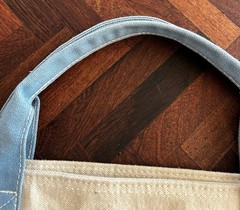 Martha Stewart Living Tote Bag Blue/Cream Canvas Reusable Shopping Eco Friendly