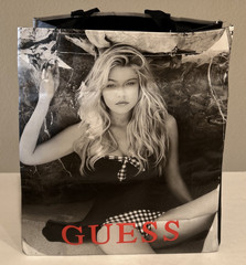 GUESS Reusable Tote Shopping Gift Bag 15” X 14” X 5” DOUBLE SIDED MODEL PHOTOS