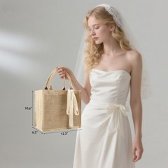 5 PCS Burlap Jute Tote Bag Bulk 12.2×10.6×6.3 Inch Blank Gift Beach Bags
