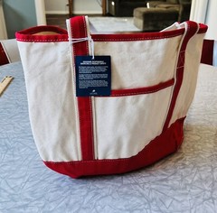 Port Authority Tote Medium Cotton Canvas Boat Tote Neutral Red Shopping