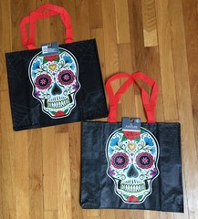 Set of 2: Day of the Dead🌺SUGAR SKULL💀🌸Tote Bags Reusable Shopping Totes~NWT