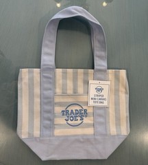 Trader Joe’s Limited Mini Canvas Pastel Striped Tote Bag 2026 Light Blue