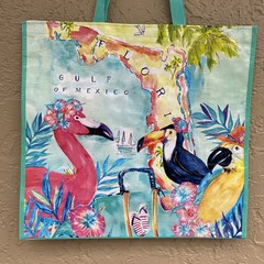 NEW Flamingo Florida Gulf of Mexico Reusable Shopping Bag Toucan 19 X 18 X 6