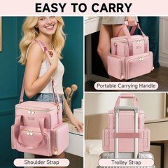 Extra Large Makeup Bag,4 in 1 Cosmetic Storage Organizer Large, Pink01