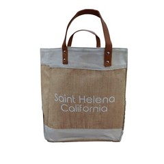Sustainable Luxury Leather Handle Reusable Jute Bags Eco-Friendly Elegance
