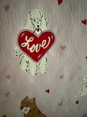 TJ MAXX REUSABLE LARGE SHOPPING BAG NEW DOG PUPPY PINK CARD RED HEART LOVE