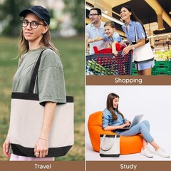 Canvas Tote Bag with Handles for Woman, Reusable Cloth Bag for Groceries and …