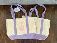 Trader Joe’s Canvas Foldable Tote Bag Purple Beige – International shipping