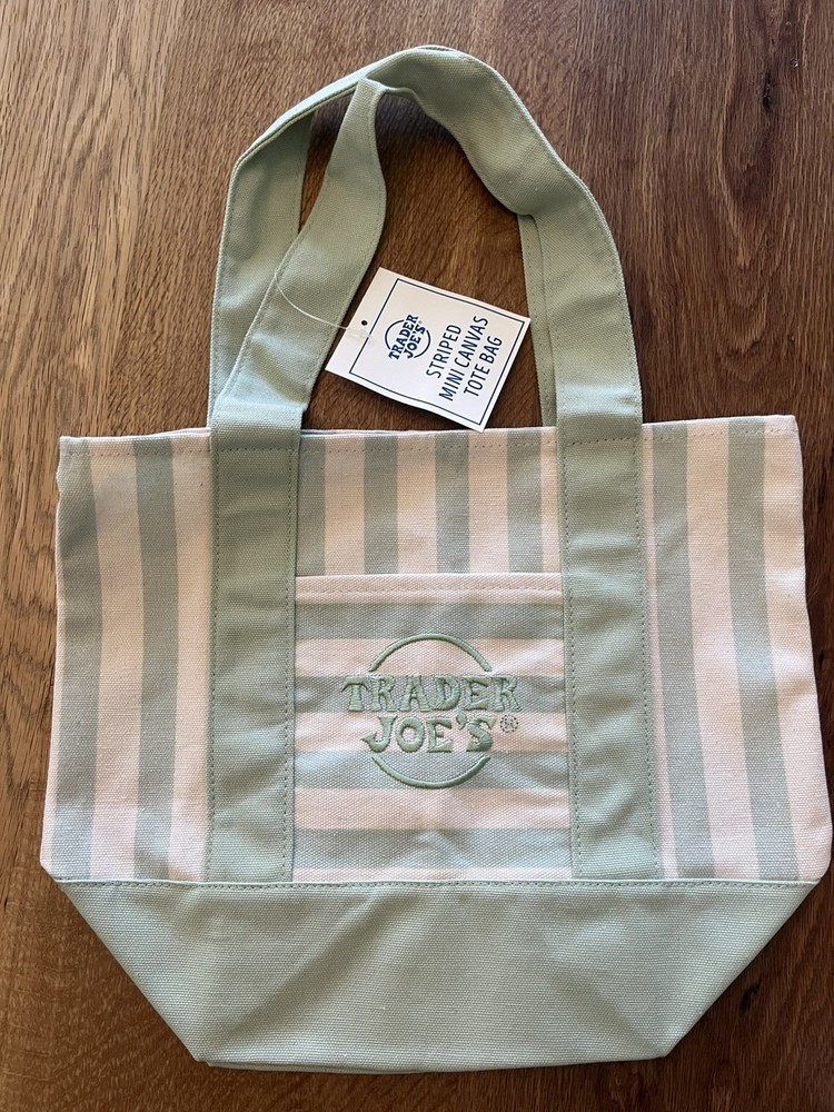 Trader Joe’s Bag Heavy duty MINI canvas bag Light green Striped