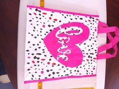 Love Poka dot pink shopping tote bag with straps 12×5.5×11.5 inches