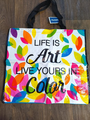 Marshalls “Life is art, live yours in color” shopping bag 19x7x17.5 in