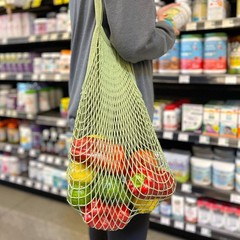 Cotton Mesh Net Foldable Reusable Grocery Bag for Farmers Market, Vegetables,…