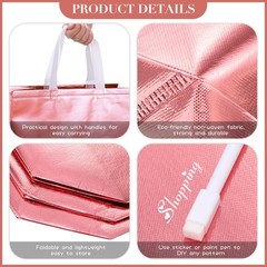 Weewooday 30 Pieces Glossy Reusable Grocery Bag Gift Bags with Handles for We…