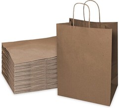 13 x 7 x 17 in. Large Brown Kraft Paper Shopping Bags with Handles 500pcs
