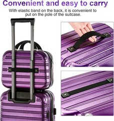 14-Inch Makeup Train Case Hardshell PC+ABS Travel Cosmetic Organizer, purple