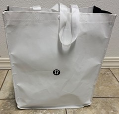 Lululemon Reusable Shopping Button Tote Bag Medium White Black