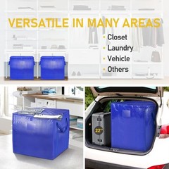 Extra Large Moving Bags with Zippers & Carrying Handles, 6 Pack Blue-75 Gallon