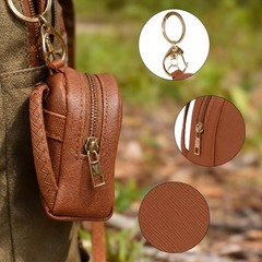 VIOCIWUO Mini Backpack Keychain 2PCS, Cute Cosmetic Bag Earphone white, brown