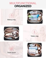 BAGSMART Small Makeup Bag, Travel Cosmetic Bag Make Up Pouch Small, 01-Black