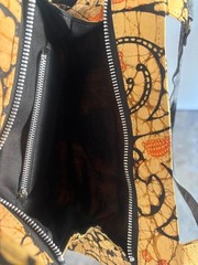 Vintage 90s Tote. Batik print leather straps
