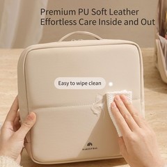 YLYZ Makeup Bag, Foldable Magnetic Standing Bag with Cream white