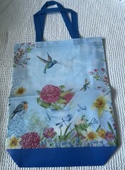New Floral Garden Reusable Shopping Tote Bag Flowers Birds Spring 15 X 13 X 4”