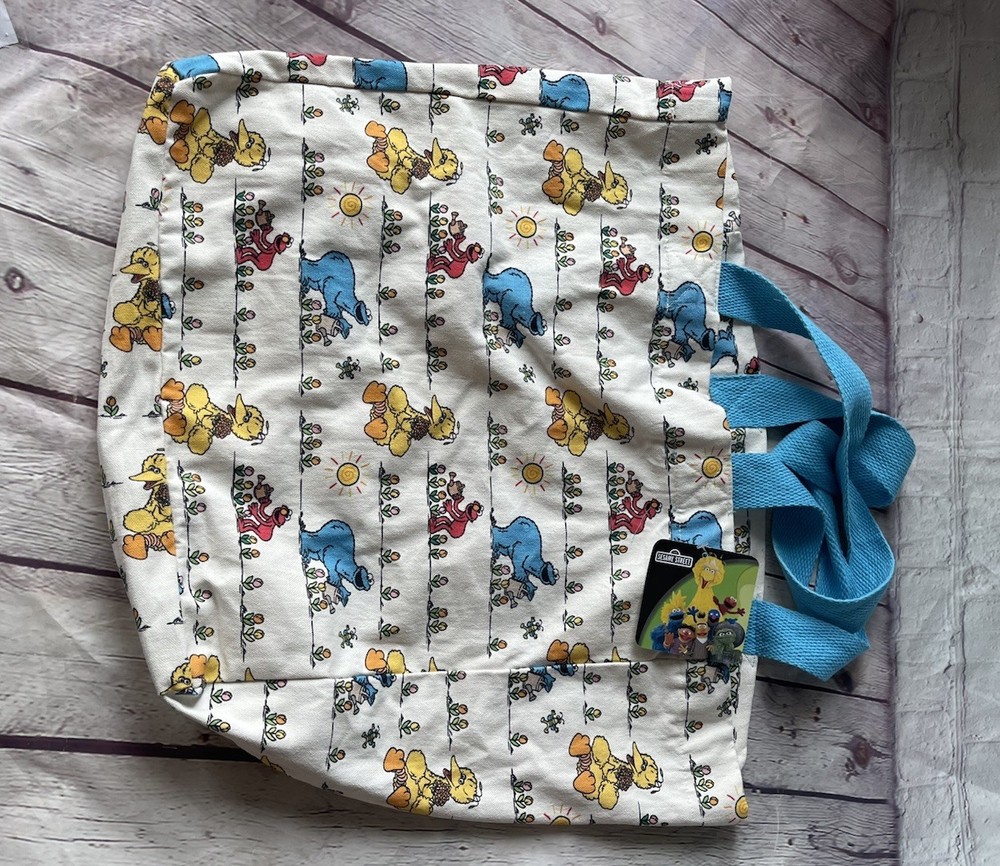 Sesame Street Workshop Floral Double Sided Canvas Tote Shopping Bag