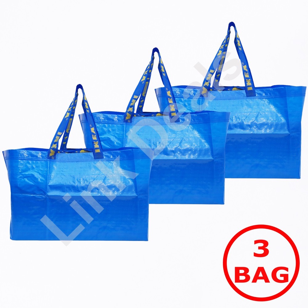 IKEA Frakta Shopping Bag Large Blue Storage Laundry Grocery Durable – 3 BAG