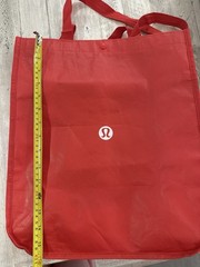 Lululemon Red Large Reusable Shopping Bag Recycled Materials Snap Closure