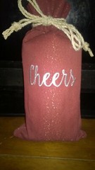 Wine Bottle Red Tote Cheers Reusable Gift Bags Cotton Canvas Weave Type Fabric
