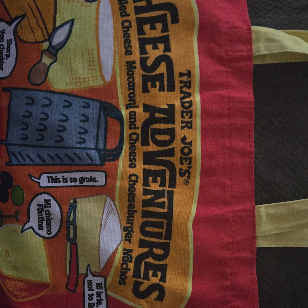 Trader Joe’s Foldable Reusable Shopping Bag Red Yellow All-Over Pattern