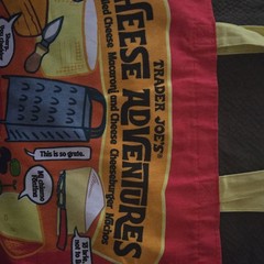 Trader Joe’s Foldable Reusable Shopping Bag Red Yellow All-Over Pattern