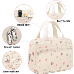 Chicarries Small Makeup Bag for Purse Cute Corduroy strawberries pink
