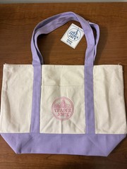 Trader Joe’s LARGE Reusable Heavy Canvas Shopping Bag, Off White & Lavender