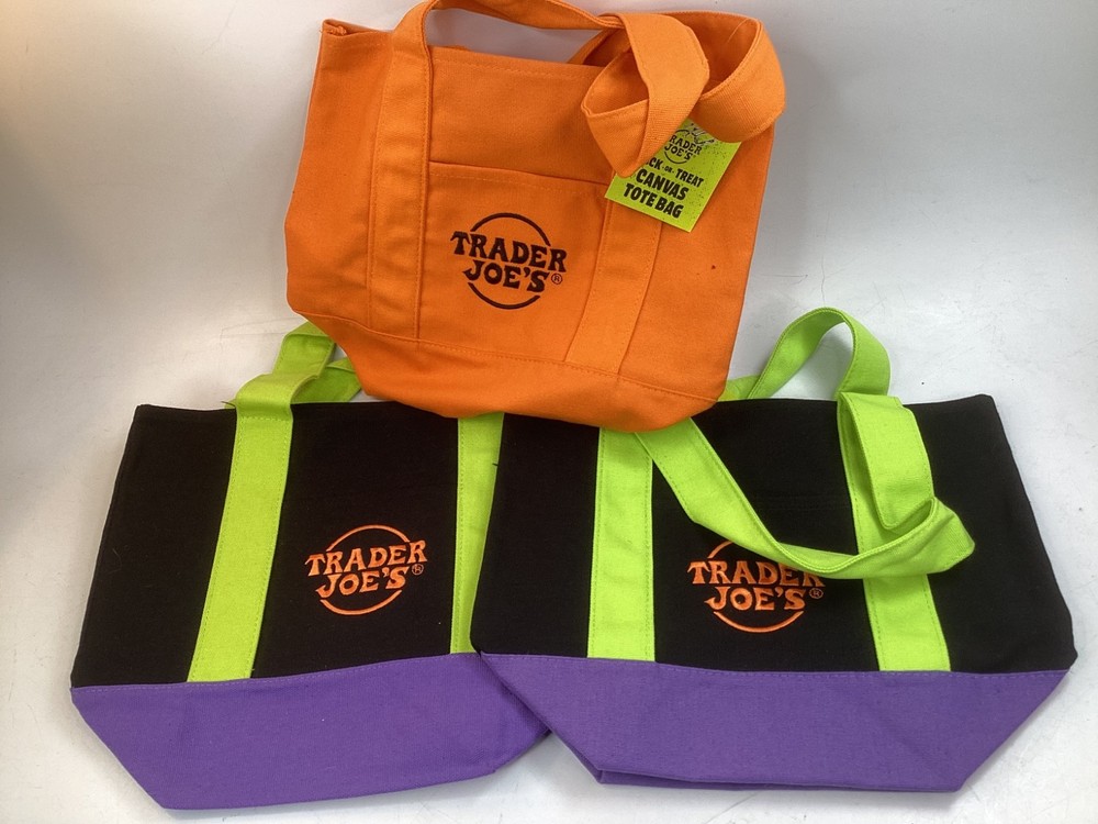 3 Trader Joe’s Halloween Trick or Treat Canvas Tote Bag Multi 2025 Mini FREE SH