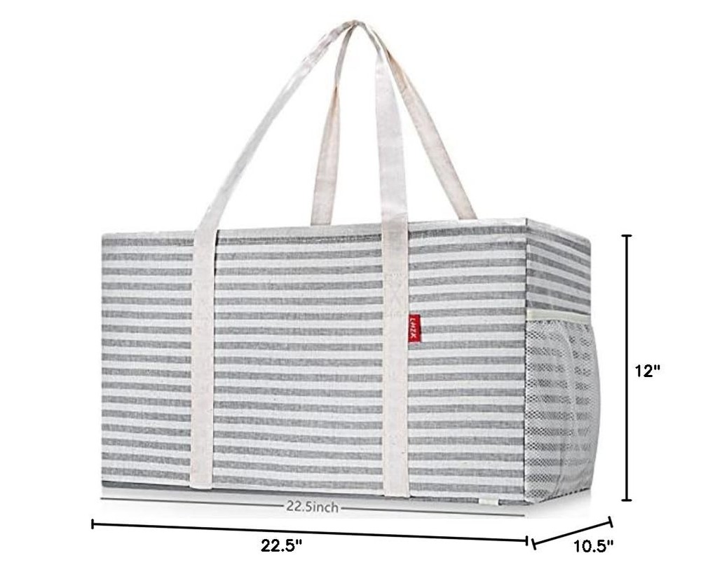 LHZK Standing Extra Large Utility Tote Bag with Metal Wire Frame and the Sides