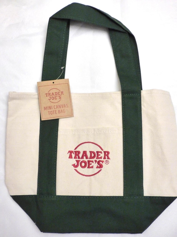New Trader Joe’s Mini Canvas Tote Bag Green Holiday 2025 Limited Edition