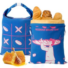 Beeswax Bread Bags Reusable for Homemade (2 Pack), Blue-4