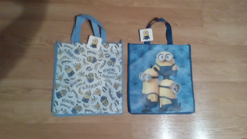 NEW Lot 2 Minions Despicable Me Reusable Bag Tote B20