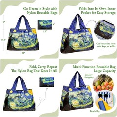 Wrapables Large Foldable Oil Painting Nylon Reusable Grocery Bag